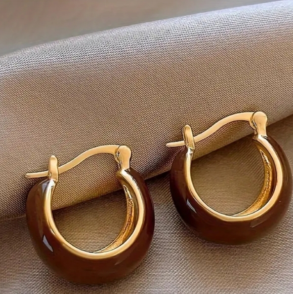 14k plated gold 3 models Hoop Earrings - Picture 2 of 4